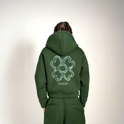 TOROM - GREEN ZIP HOODIE